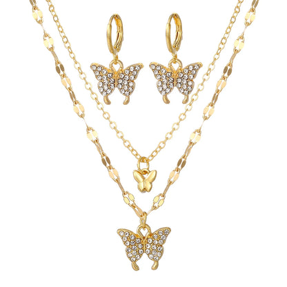 Malzara Fluttering Charm Necklace & Earring Set