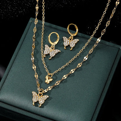 Malzara Fluttering Charm Necklace & Earring Set