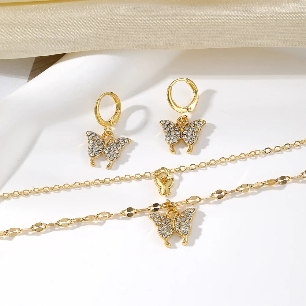 Malzara Fluttering Charm Necklace & Earring Set